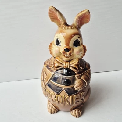Vintage Royal Sealy Peter Rabbit Cookie Jar in Waistcoat 1950s Ceramic 13" Japan - image 1 of 4
