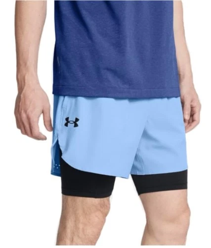 NWT Under Armour Vanish Elite Men's 2XL Peak Woven 2-in-1 Horizon Blue Shorts