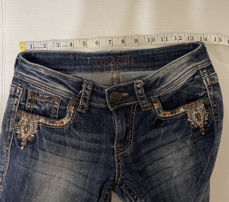 Grace in LA boot cut jeans blue size 26 womens denim - Image 3 of 4