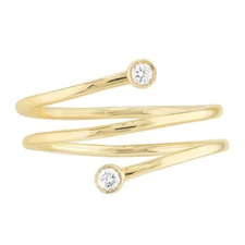 0.07CTW Natural Diamond 14K Gold Wrap Around Bypass Cocktail Ring