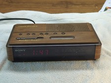 Vintage Sony Alarm Clock Radio Dream Machine ICF-C400 Wood Finish Tested Works