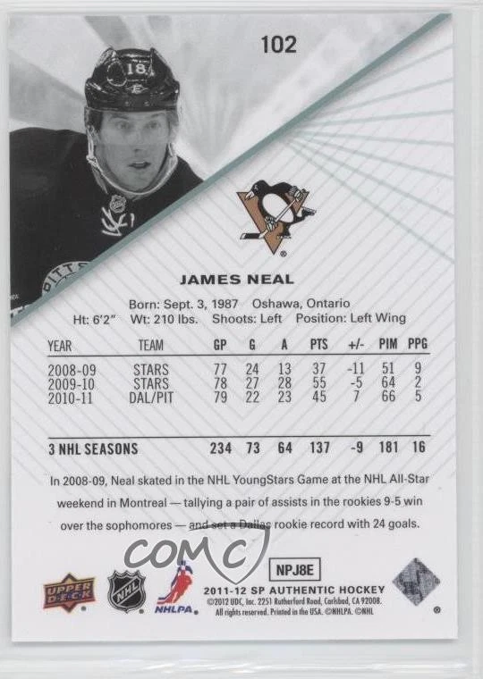 2011-12 SP Authentic James Neal #102 - Image 2 of 2