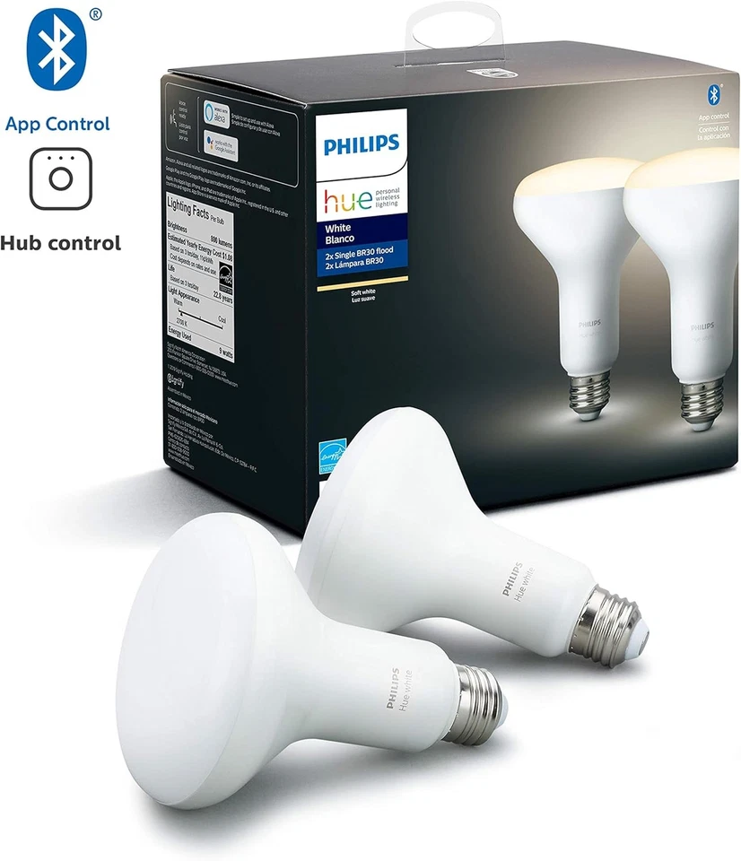 Philips - Hue BR30 Bluetooth Smart LED Bulb (2-Pack) 9290018194 - White - Image 2 of 4