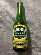 Vintage Dr Herring’s Ginger Ale 6oz Acl Soda Bottle Embossed & Painted Graphics