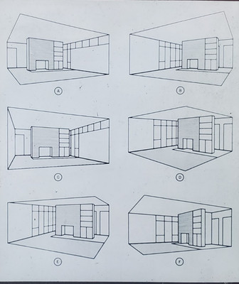 Perspective Drawing Techniques Interior Block Studies, Magic Lantern Glass Slide