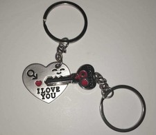 Valentine's Key to my Heart Couples Keychain Forever Love Hearts Lock 2pc Set