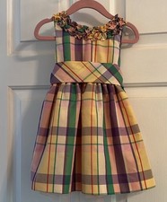 Chaps Girl’s Vibrant Pastel Plaid Ruffle Sleeveless Dress Size 2/2T