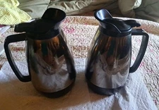 2 -Service Ideas Thermo Serv Silver Steel Insulated Carafe Restaurant 1 Liter