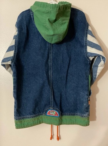 Vintage Kids little Levi’s Sz 6 Denim Green,Blue With Orange Strings & Pockets - Picture 3 of 24