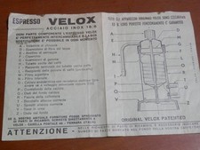 Vecchio depliant ESPRESSO VELOX Caffettiera FERRARA parti di ricambio Caffe del