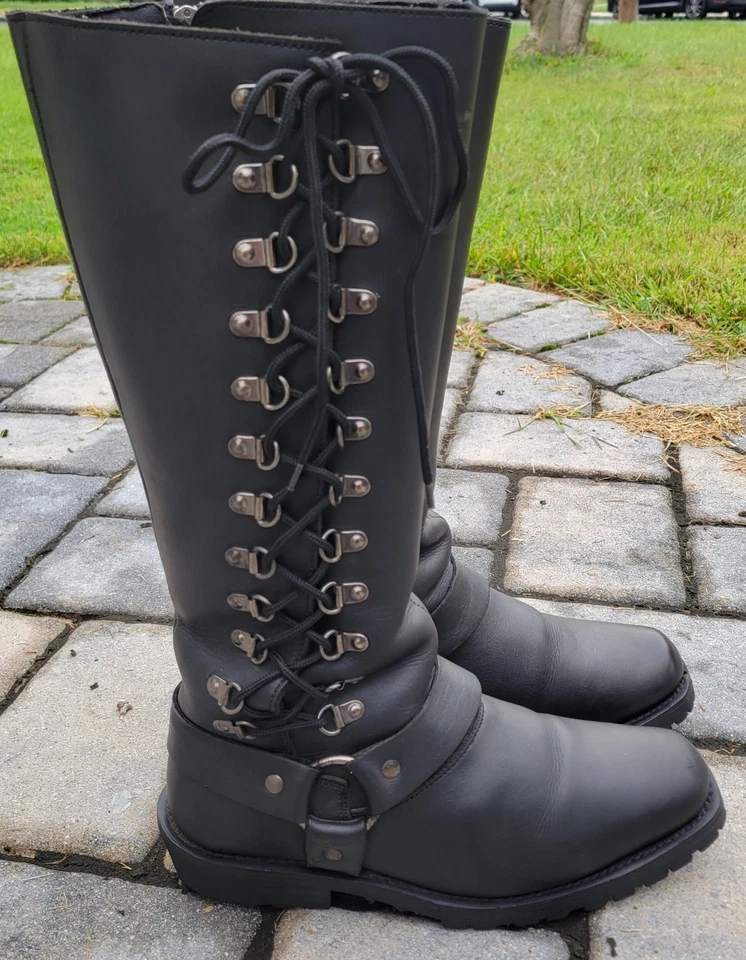 Botas Z1R Savage Talla 10 Motocicleta Cuero Con Cordones Mujeres Botas de Montar Alto Motociclista Foto 2 de 4