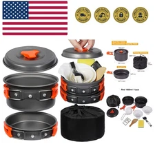 6/10/11/12/14/15/19 PCS Camping Cookware Mess Kit Camping Gear Campfire Utens...