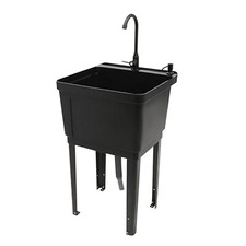 White or Black Plastic Utility Sink Laundry Tub Wash Bowl Basin Laundry Sink