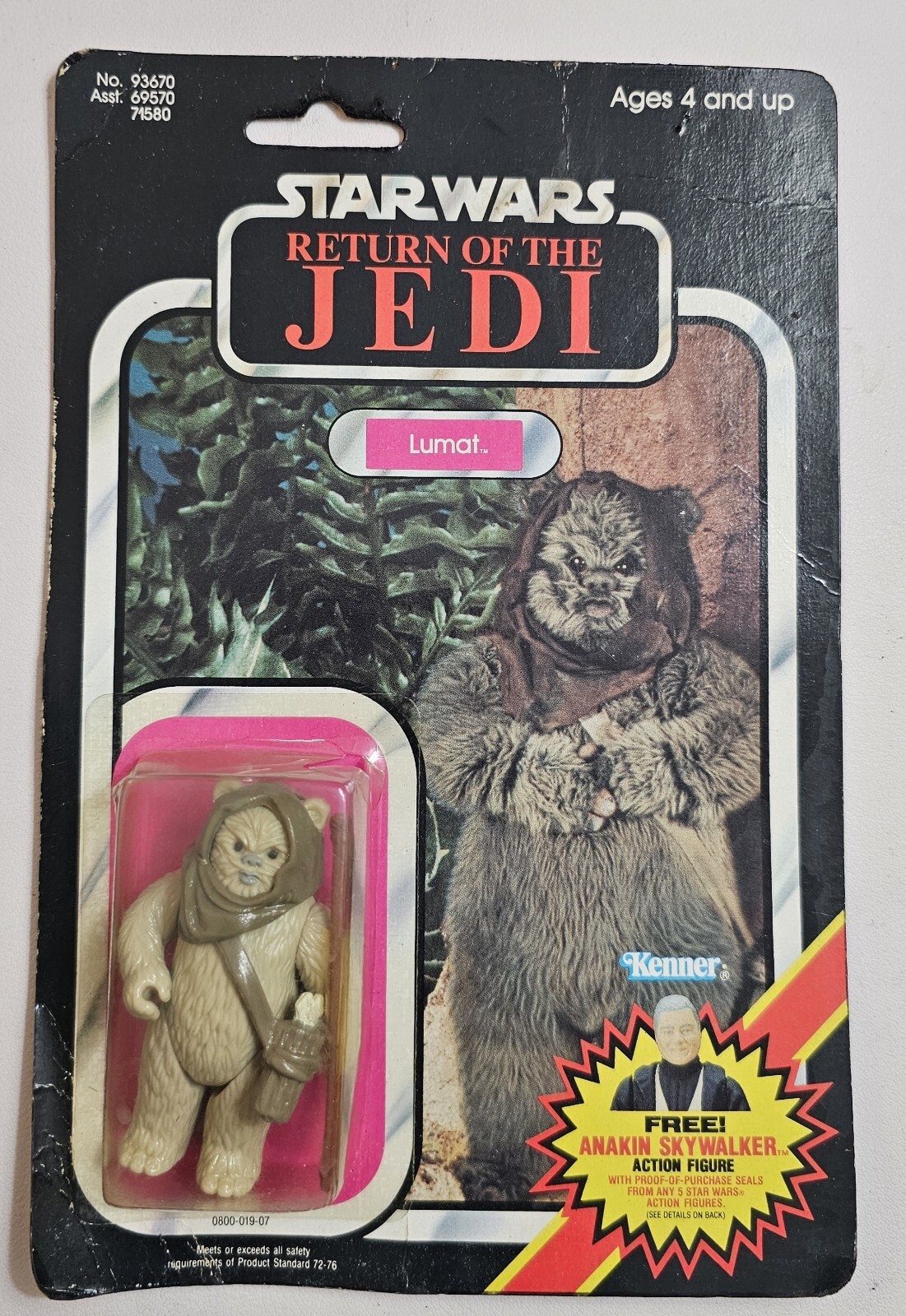 Vintage Star Wars Lumat Ewok Figure 93670 New on Card Back 79, Factory