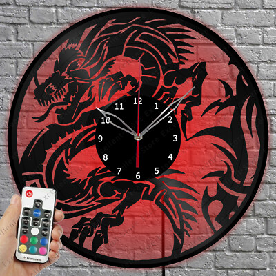 LED Vinyl Clock Dragon LED Light Vinyl Record Wall Clock Home Decor 1634