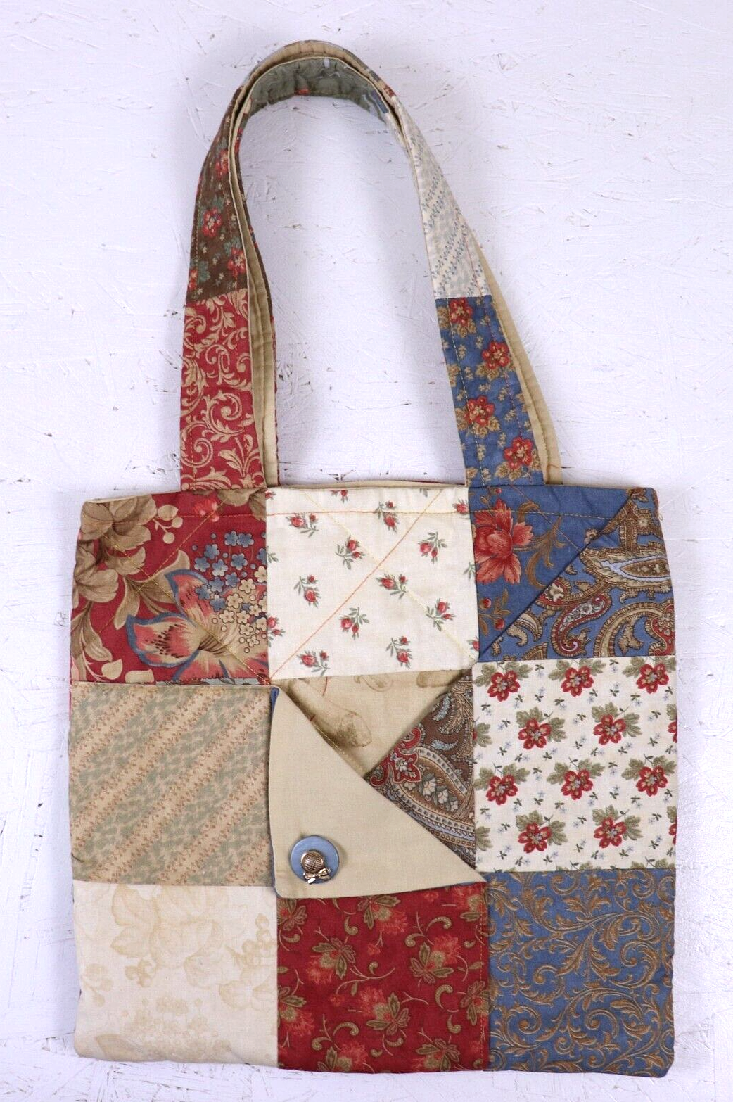 Floral Quilted Patch Tote Bag Handcrafted in Kentucky by Florence Newman-image