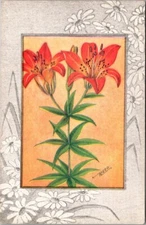 Vintage Postcard Flower Wood Lily Artist Signed Reed Pub JV11