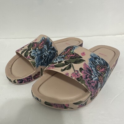 Melissa Pink Floral Butterfly Beach Slip-on Slides US size 8