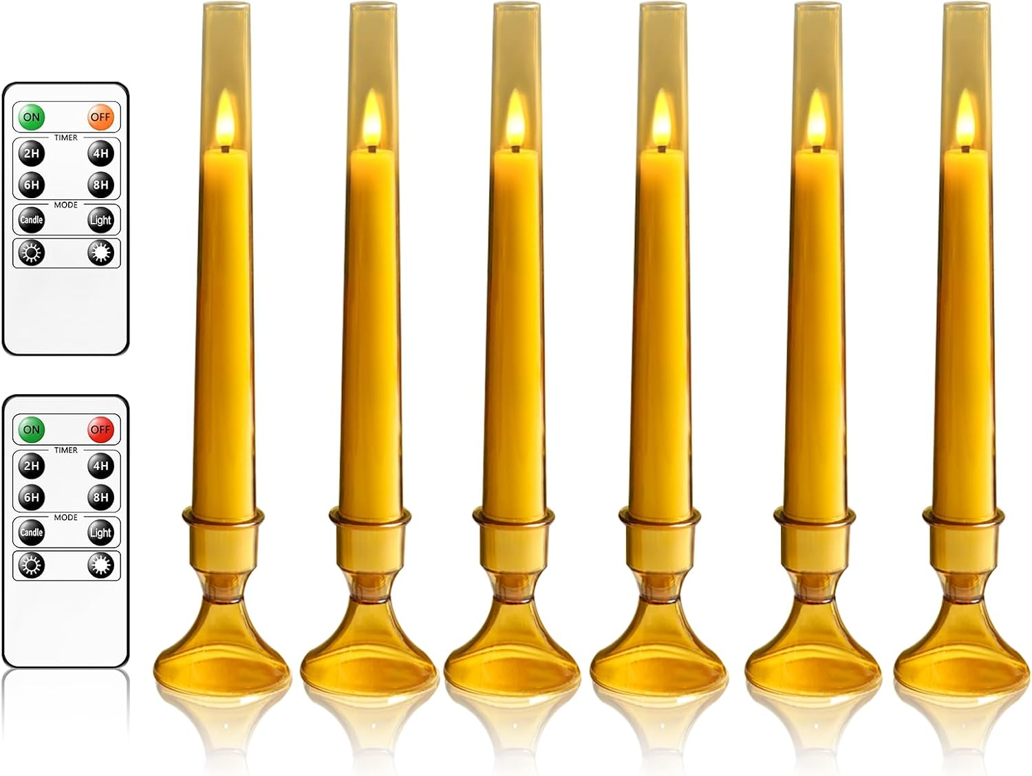 Upgraded 6-Pack Flameless Taper Candles with Remote Battery Operated LED Lights