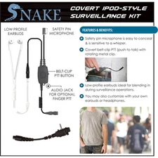 QR Covert SNAKE Ipod-Style Earpiece for Vertex VX Series 2-Way Radios (See List)