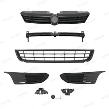 For Jetta 2011-14 MK6 Upper Grille/Lower Grill/Fog Light Cover/3 Bumper Brackets