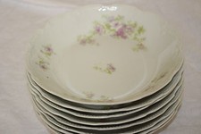 LIMOGES CORONET FRANCE 7 BERRY/SAUCE BOWLS "BOG89" PATTERN