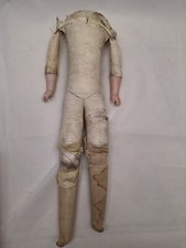 Antique 20" Leather Doll Body w/Bisque Arms Poor Condition Germany c1900