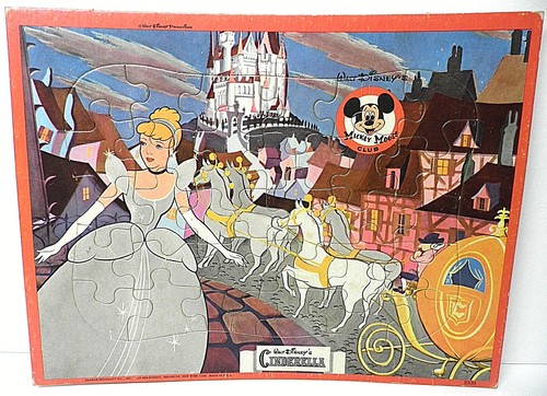 CINDERELLA WALT DISNEY PRODUCTIONS MICKEY MOUSE CLUB INLAID PUZZLE 1960s JAYMAR - 第 1/10 張圖片