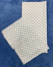 NEW Tablecloth 44  Square And 4 Napkin Set White W Blue Polka Dots Fringe Edge