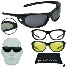 Motorcycle Biker Riding Glasses Logo Foam Padded Sunglasses Yellow Clear