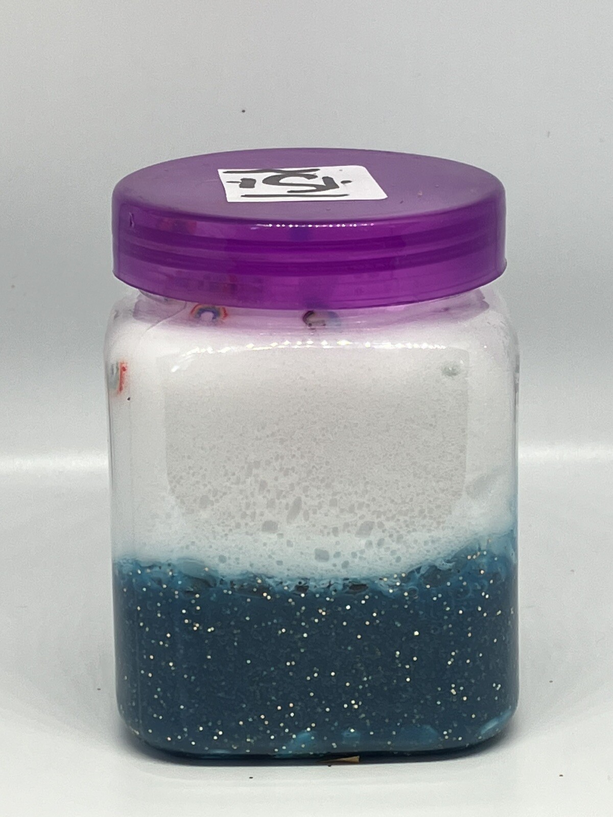 Blue Mist Slime With Shaped Rainbow Clay And Shaving Cream(2