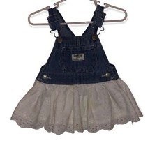 Oshkosh B'Gosh Kid's 6 Months Denim Overall Dress with Eyelet Lace Skirt