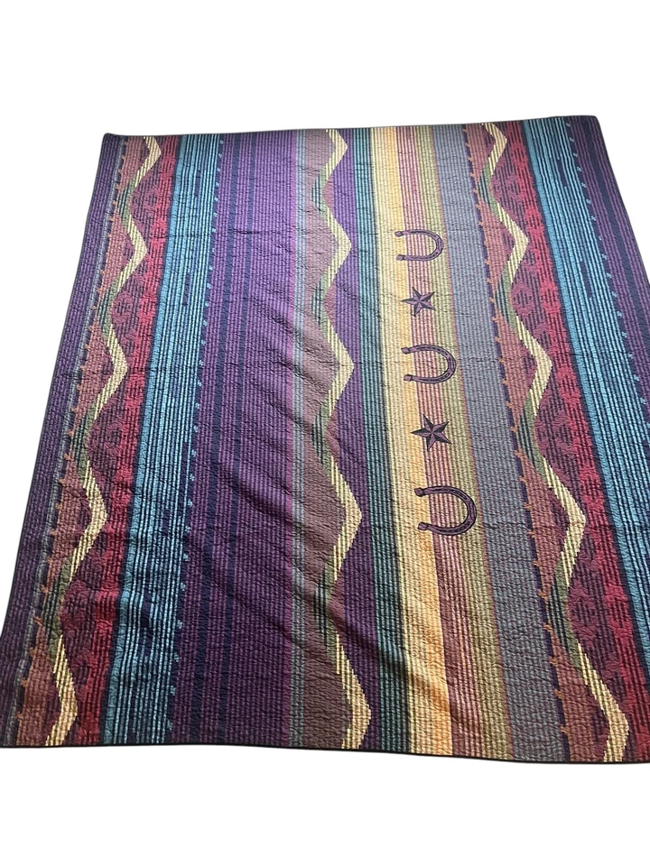 Donna Afilado Edredón Colorido Texas Star Western Herradura Rústico Country KING Foto 2 de 4