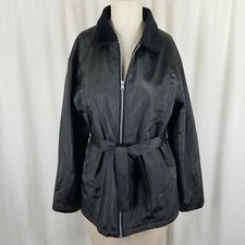 Original Supreme Quality Pvc Vegan Faux Fur Collar Belted Tie Jacket Womens L