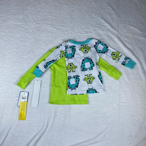 Disney Pixar Monster Lot of 2 Pajama Top Boys 18M Green Mike Wazowski Snug Fit - Picture 3 of 7