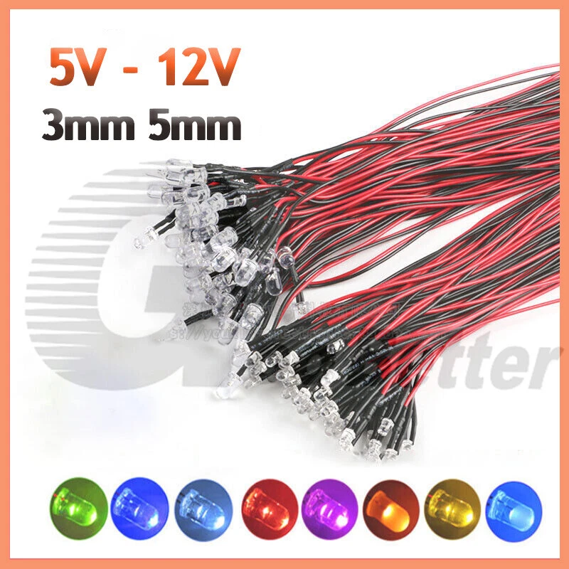 Led 3mm rouge + Resistance 12v