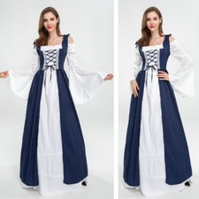 Lady Medieval Gown Long Dress Strap Bell Sleeve Halloween Costume Cosplay Dress