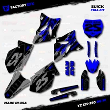 Gray & Blue Slick Graphic Kit fits Yamaha Yz125 Yz250 06-14 Plates YZ 125 250