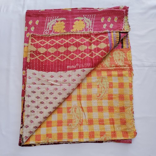 Vintage Patchwork Throw 55 x 85 Hippie Blanket Sofa Decor Bedspread Kantha Quilt - Picture 4 of 7