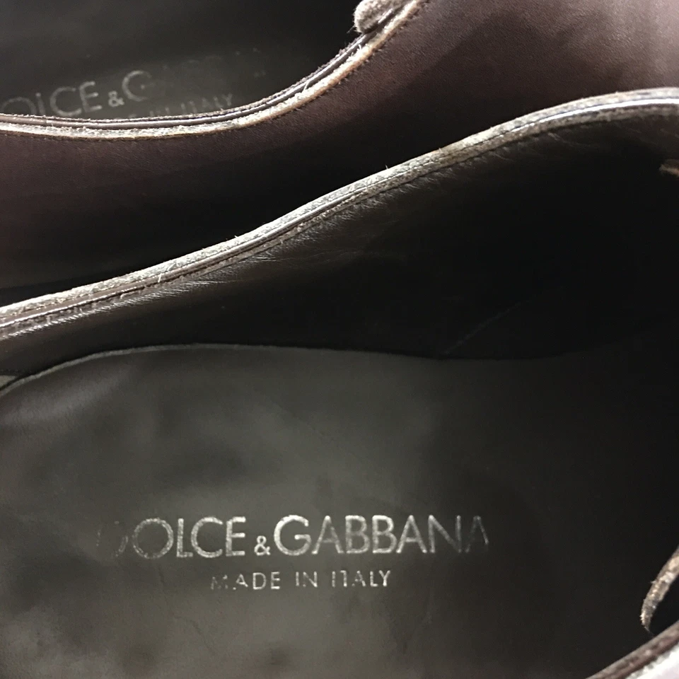 Sapatos masculinos Dolce & Gabbana Derby clássico com cadarço tamanho 9 👉Marcas de renda👈 - Imagem 3 de 4