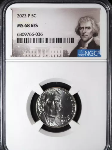 2022-P NGC Graded MS68 Jefferson Nickel 6FS Full Steps #036