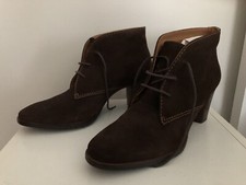 LL Bean Women s Sz 10 Brown Suede Leather Ankle Boots Lace Up Block Heel