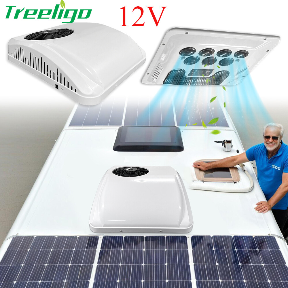 Treeligo 12V Camper RV Air Conditioner Heat and Cool Rooftop AC Unit RV Electric