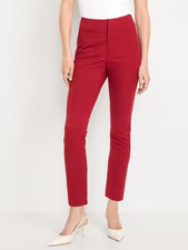 Old Navy Polished Pixie Skinny Pants Women 8 Red Cordovan Zip Pockets NEW