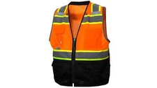 Pyramex Orange Hi-vis Reflective Class 2 Vest #RVZ4420B zip front 7 pockets M-3X
