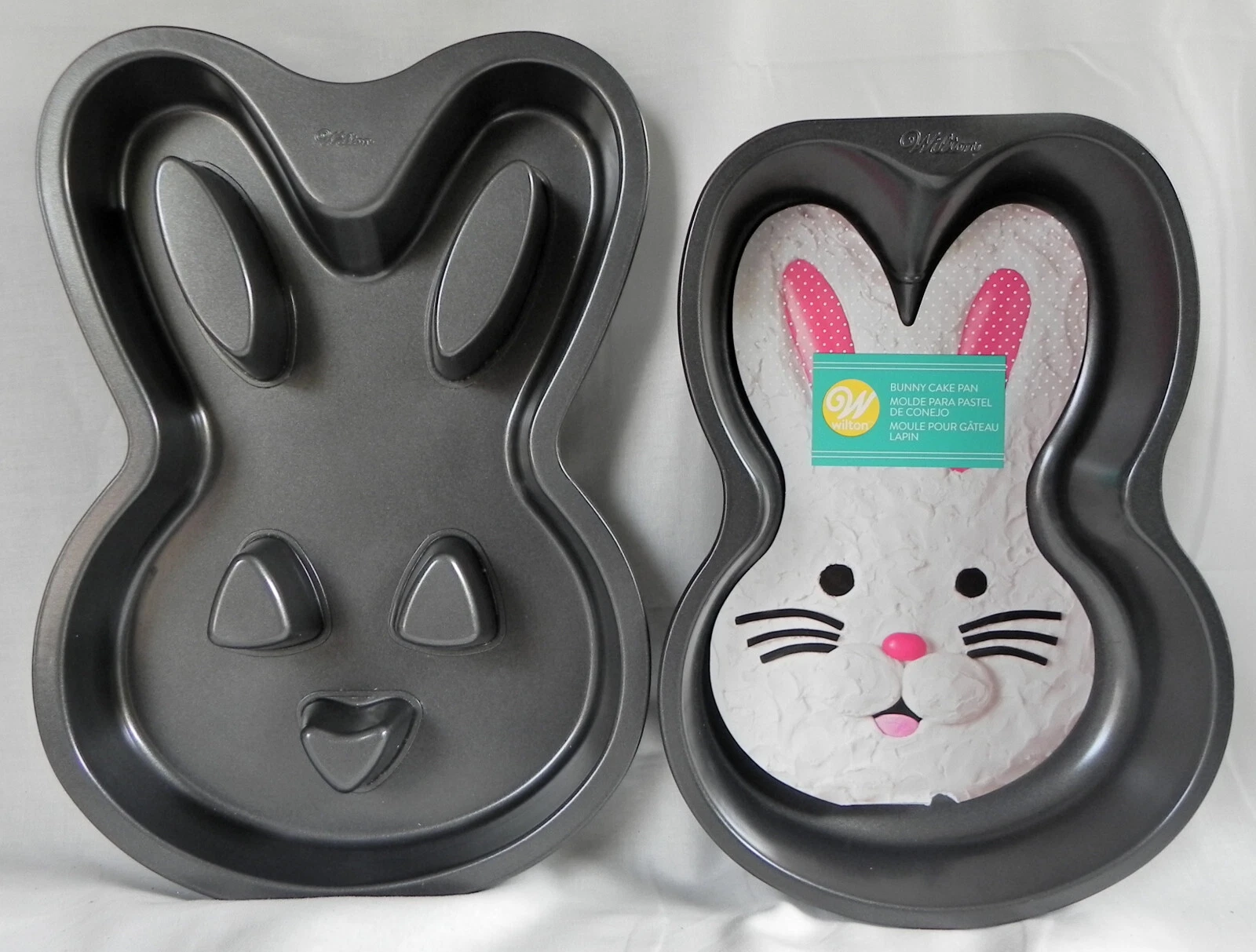 2 Wilton "Bunny" Cake Pans, Non-stick Steel, 1 New + Baking Instructions,1 Exc.