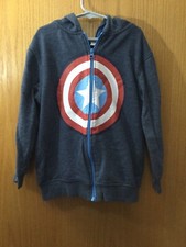 EUC Marvel Captain America Zip-Up Hoodie, Boys, Blue - Size Small