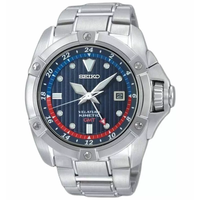 New Seiko Velatura SUN011P1 Kinetic Watch Men Blue Dial Sapphire SUN011