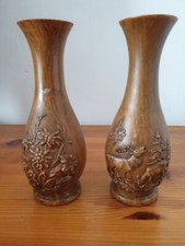 2 Vintage German Edelweiss Resin and Deer Vases