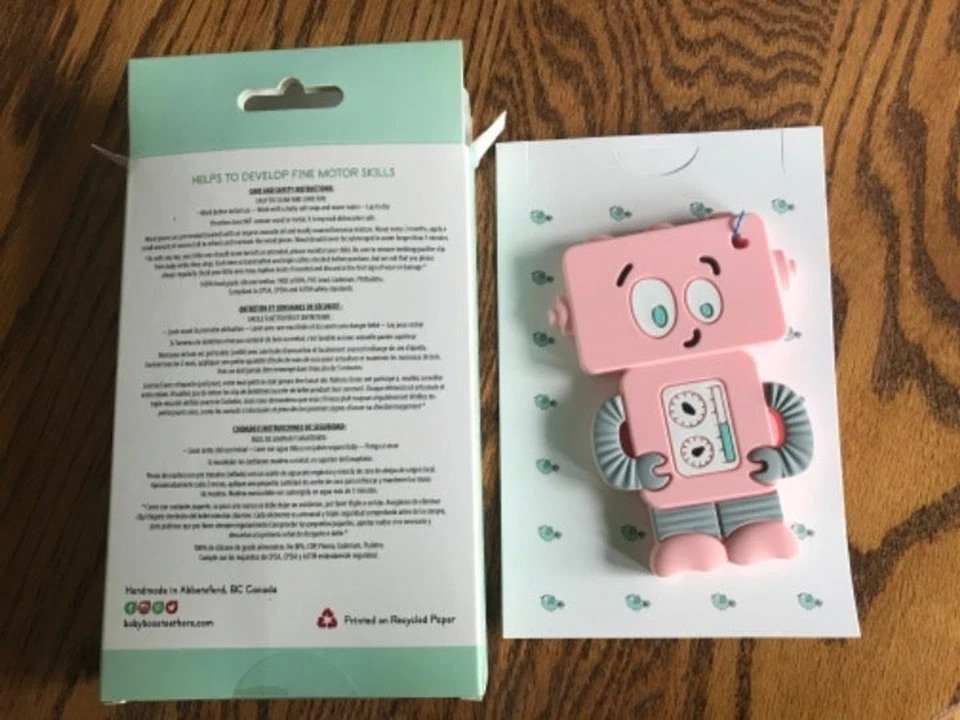 Baby Boos Pink Silicone Robot Teether - Image 2 of 2